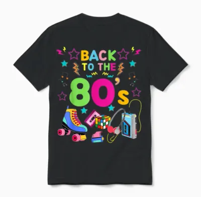 Best 80s Costume Theme Party Carnival - I Love 80s T-Shirt, Black Unisex T-Shirt - Black