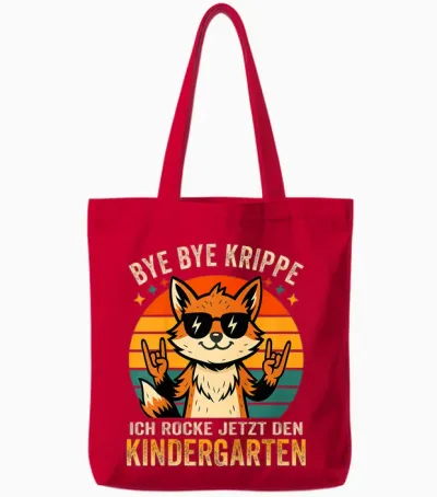 Kinder Bye Bye Krippe Ich Rocke Jetzt Den Kindergarten 2026 Tote Bags - Red