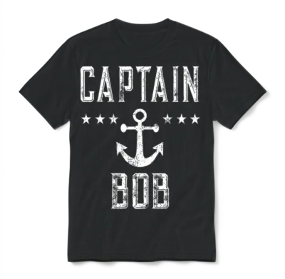 Boating Captain Retro Captain Bob Unisex T-Shirt - Black