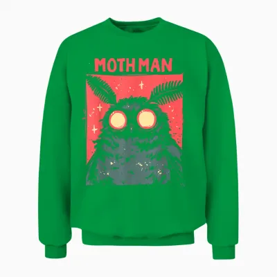 Mothman Cryptid West Virginia Cryptozoology Cryptidcore T-Shirt, Black Unisex Sweatshirt - Irish Green