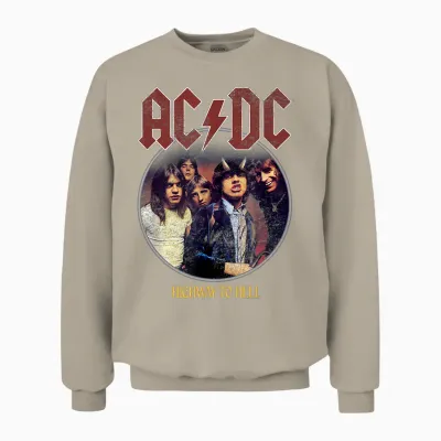 Official Ac/dc Highway to Hell Circle Rock Music Band Unisex Sweatshirt - Sand