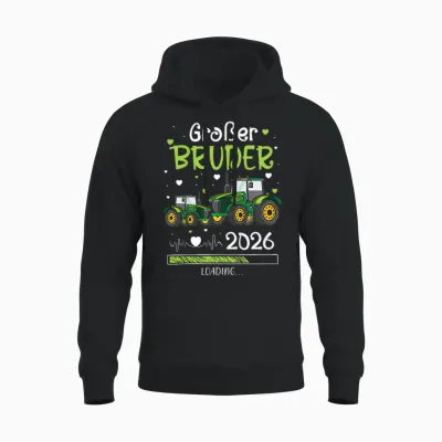 Children's T-Shirt with German Text "ich Werde Großer Bruder 2026" (german Language) Unisex Hoodie - Black