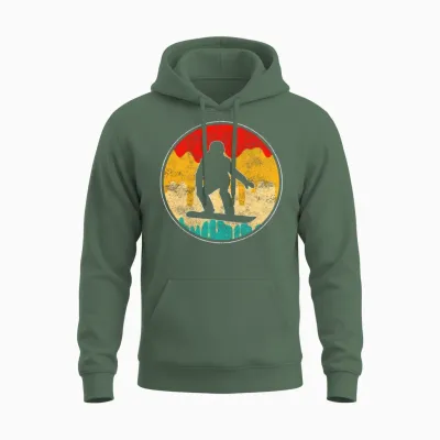 Snowboarding Retro Unisex Hoodie - Military Green