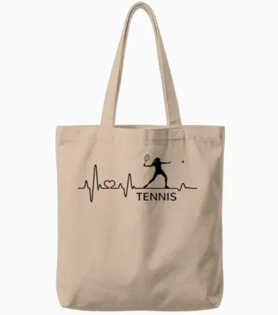 Tennis Tennis Player Gift Heartbeat Women's Girls T-Shirt, Gray Tote Bags - Natural