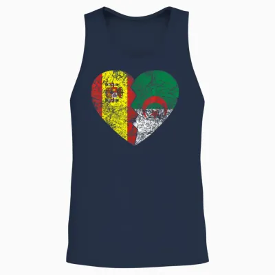 Drapeau De L'espagne Algérie Cœur | Espagne Algérie Roots Vintage Unisex Tank Top - Navy