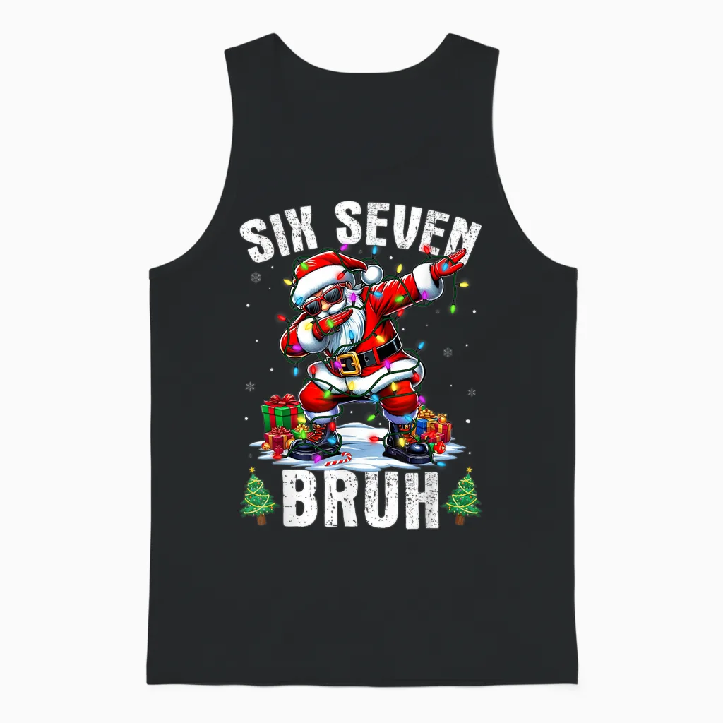 Bruh 67 Six Seven Santa Dabbing Christmas Shirts Boys Unisex Tank Top in Black