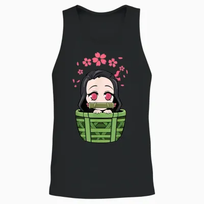 Vaporwave Aesthetic Sad Anime Japanese Animation Lover Girl T-Shirt, Black Unisex Tank Top - Black