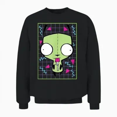 Invader Zim - Gir 90s Grid Unisex Sweatshirt - Black