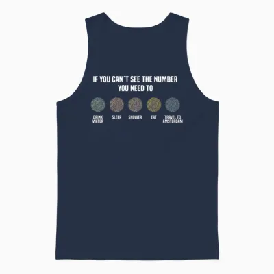 Ishihara Numbers - Travel to Amsterdam Unisex Tank Top - Navy
