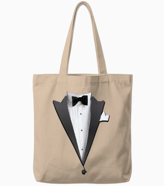 Tuxedo Jacket Costume Halloween Tote Bags in Natural