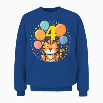 Kinder 4. Geburtstag Kindergeburtstag Vierter Geburtstag Tiger Unisex Sweatshirt - Royal