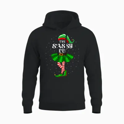 The Sassy Elf Christmas Unisex Hoodie - Black