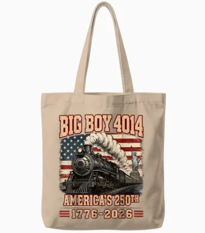 250 Years Big Boy 4014 Train Us Flag Vintage Apparel Tote Bags - Natural