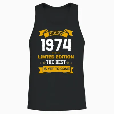 August 1974 Birthday Surprise Unisex Tank Top - Black