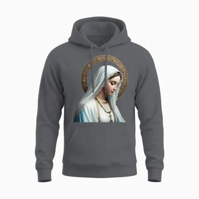 Most Searched Mary T-Shirt Our Lady of Lourdes Unisex Hoodie - Charcoal