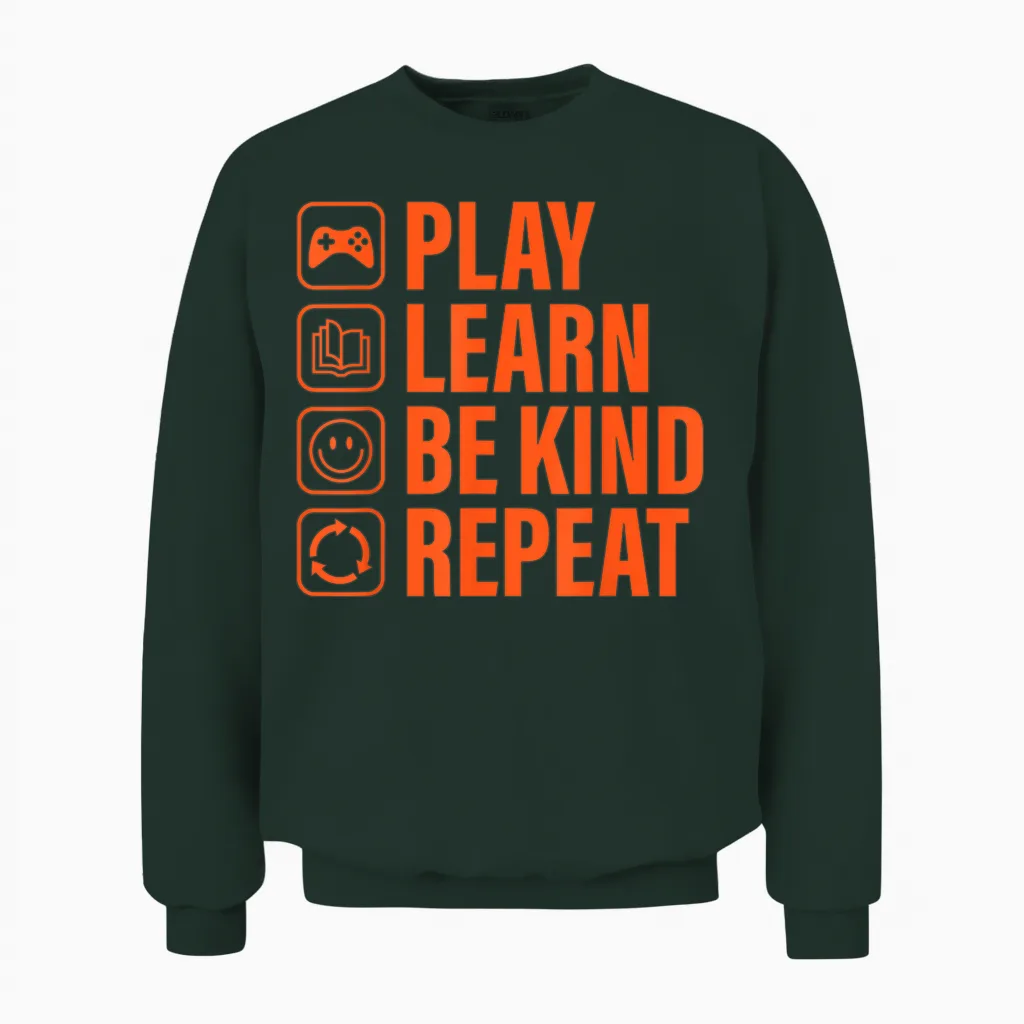 Play Learn Be Kind Repeat Unity Day Orange Kindness Kids Boy Unisex Sweatshirt in Forest