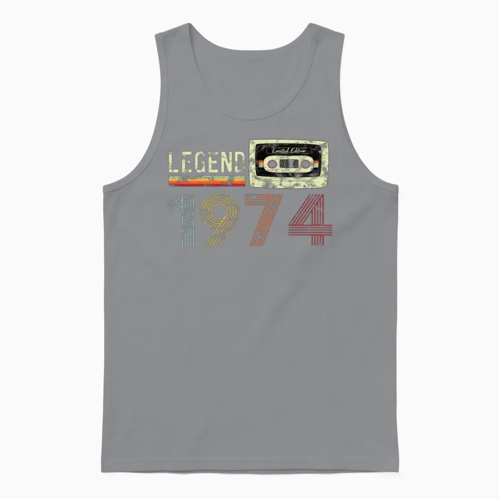 1974 Geburtstag Vintage Cassette Unisex Tank Top in Sport Grey