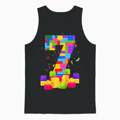 Kinder Geburtstagsshirt 7 Years Young Building Blocks 7th Birthday T-Shirt, Black Unisex Tank Top - Black