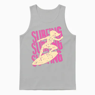 Retro Surfing Streetwear Style Unisex Tank Top - Ash