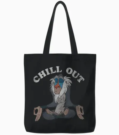 Disney the Lion King Rafiki Chillout Meditation T-Shirt, Black, S Tote Bags - Black