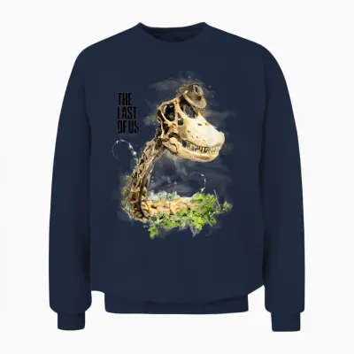 The Last of Us Dinosaur Skeleton Illustration Video Game Unisex Sweatshirt - Navy