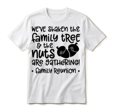 We've Shaken the Family Tree, Nuts Are Gathering Unisex T-Shirt - White