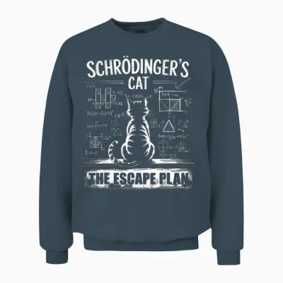 Schrödinger's Cat Funny Escape Science Plan Design Unisex Sweatshirt - Dark Heather