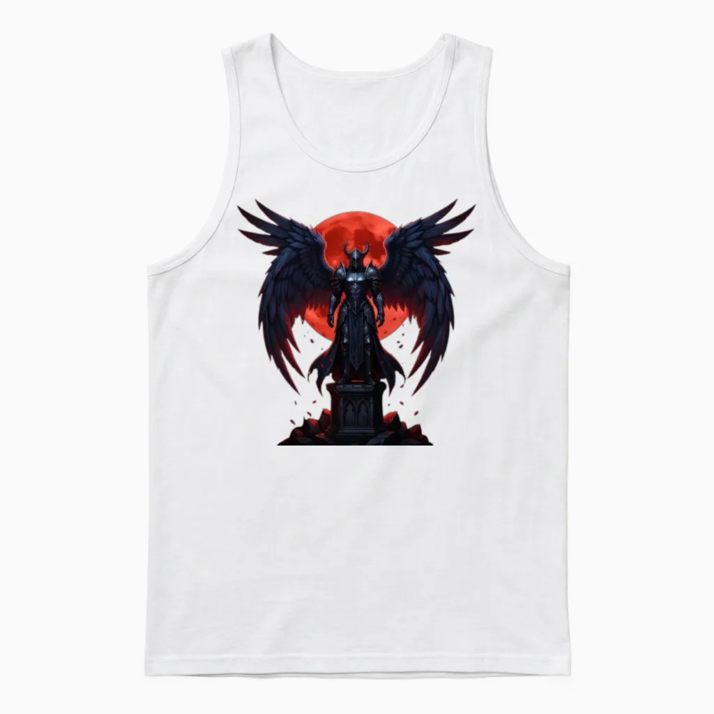 Crimson Moon Dark Angel Knight Unisex Tank Top in White