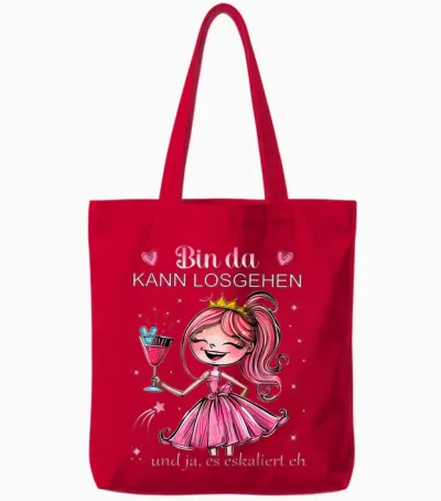 Women's Princess Bin Da Kann Losgehen Es Escaliert Eh Costume T-Shirt, Black Tote Bags - Red
