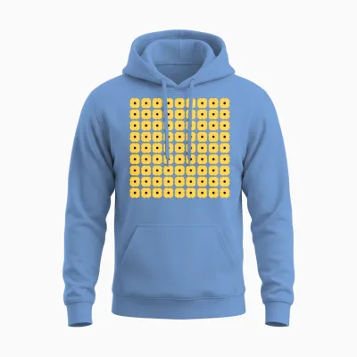 Yellow Retro Floral Pattern Unisex Hoodie - Carolina Blue