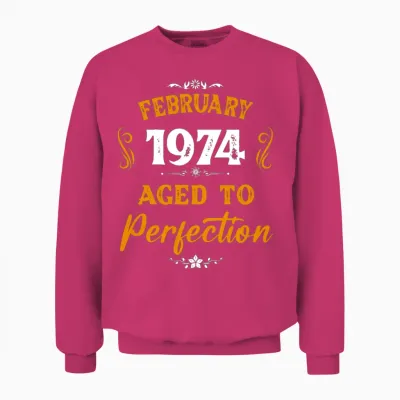 February 1974 Vintage Birthday Present Unisex Sweatshirt - Heliconia