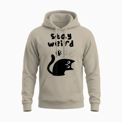 Bleib Komische Katze Unisex Hoodie - Sand