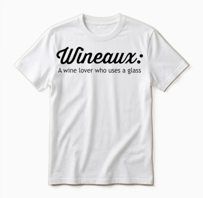 Wineaux. Wine Lover Who Uses a Glass Unisex T-Shirt in White