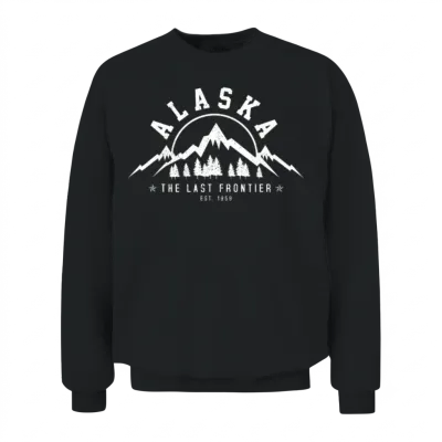 Alaska the Last Frontier Est 1959 Mountains Nature Unisex Sweatshirt - Black