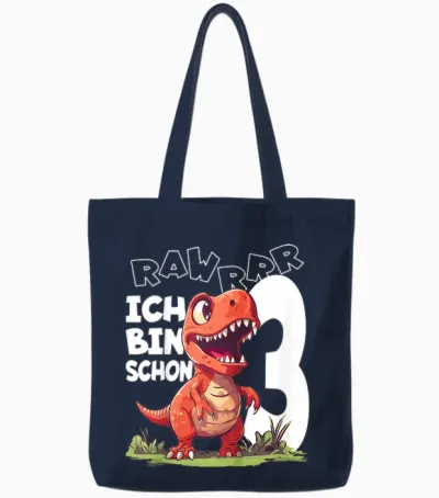 Kinder Ich Bin Schon 3 Jahre Alt, T-Rex 3. Geburtstag Dino Tote Bags - Navy