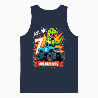 Kinder Ich Bin 7 Dinosaurier Monstertruck Kindergeburtstag Unisex Tank Top - Navy
