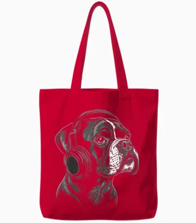Boxer Chien Motif Animal Animalier Musique Casque Boxer Tote Bags - Red