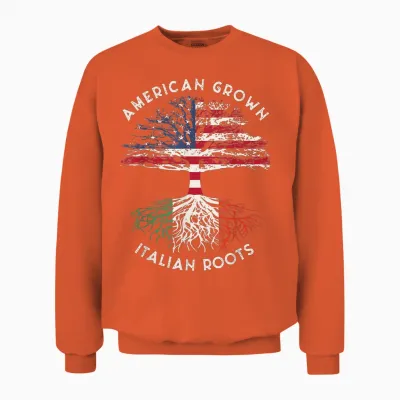 American Grown Italian Roots Family Tree Italy Flag Italian Unisex Sweatshirt - Orange