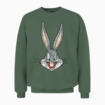 Looney Tunes Bugs Bunny Distressed Unisex Sweatshirt - Military Green