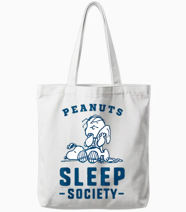 Peanuts Snoopy Linus Sleep Society Nap Time Classic Friends Tote Bags in White