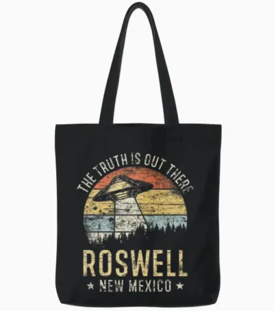 Roswell New Mexico Ufo Alien Tote Bags - Black