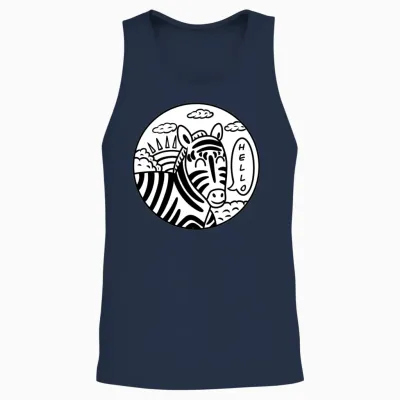 Funny Cartoon Zebra Unisex Tank Top - Navy