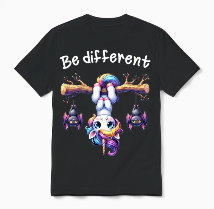 Lustiges Be Different Einhorn Für Männer Frauen Kinder Langarmshirt Unisex T-Shirt in Black