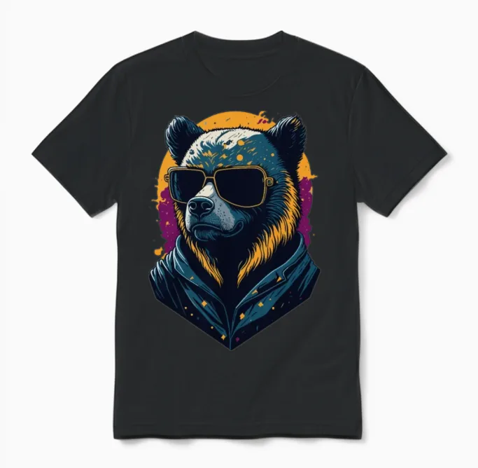 Fanny Beautiful Bear Design .cool Bear Design Unisex T-Shirt in Black