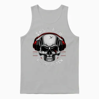 Skull Dj Headphones Unisex Tank Top - Ash
