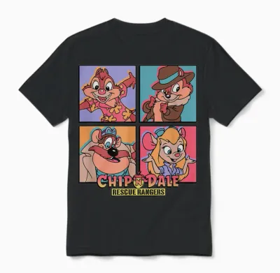 Disney Chip 'n' Dale Rescue Rangers Character Panels Unisex T-Shirt - Black