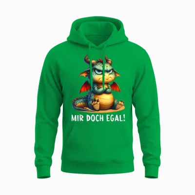 T-Shirt with German Text "mir Aber Egal Drachen" [german Language], Black, S Unisex Hoodie - Irish Green