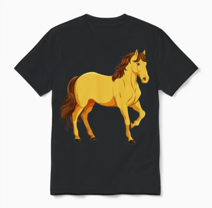 The Golden Horse. - Horse Lovers Unisex T-Shirt in Black