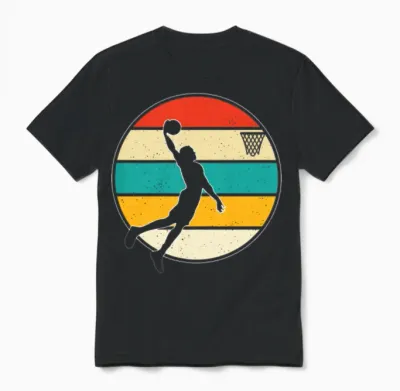 Retro Vintage Basketball Unisex T-Shirt - Black