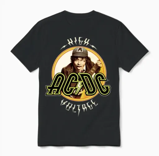 Ac/dc Logo High Voltage Album Angus Young Unisex T-Shirt in Black